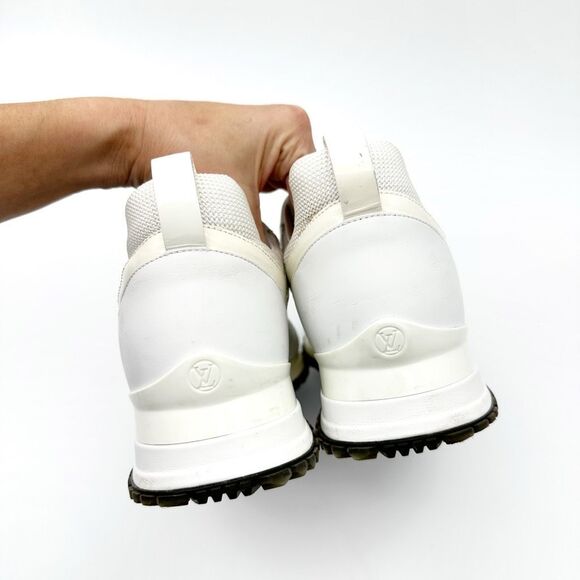 LOUIS VUITTON White Run Away Sneaker White Damier Size 39.5 LV Logo Running Shoe - Picture 7 of 13